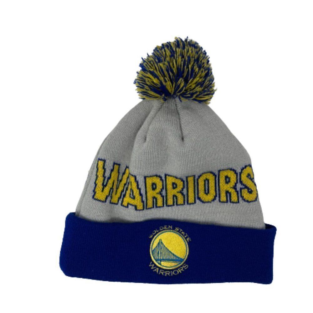 Golden State Warriors Pom Pom gray blue beanie MENS